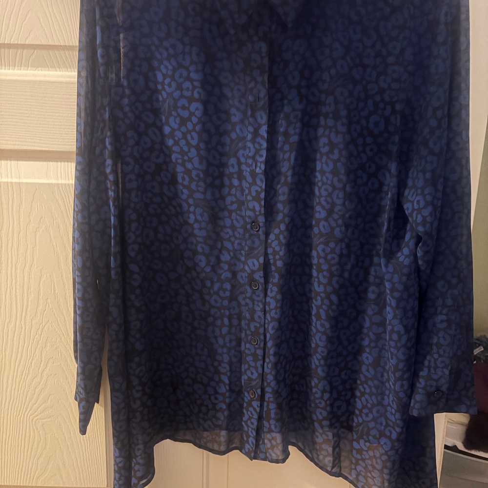 Michael Kors Black and Blue Animal Print Blouse - Picture 2 of 5